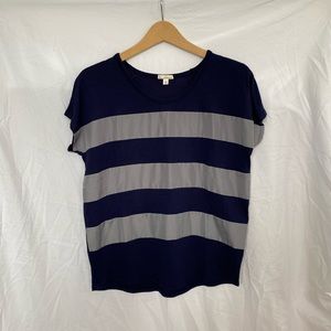 Gap Blue & Gray Striped Mixed Media Relax T-Shirt